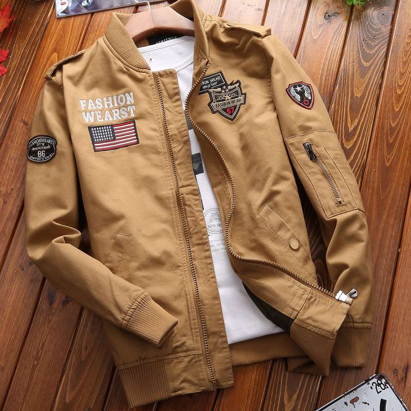 Spring and Autumn Jacket for Men, American Retro Workwear, Short Bomber Jacket, M1 Pilot Jacket, Men's Military-Style Top, Trendy
