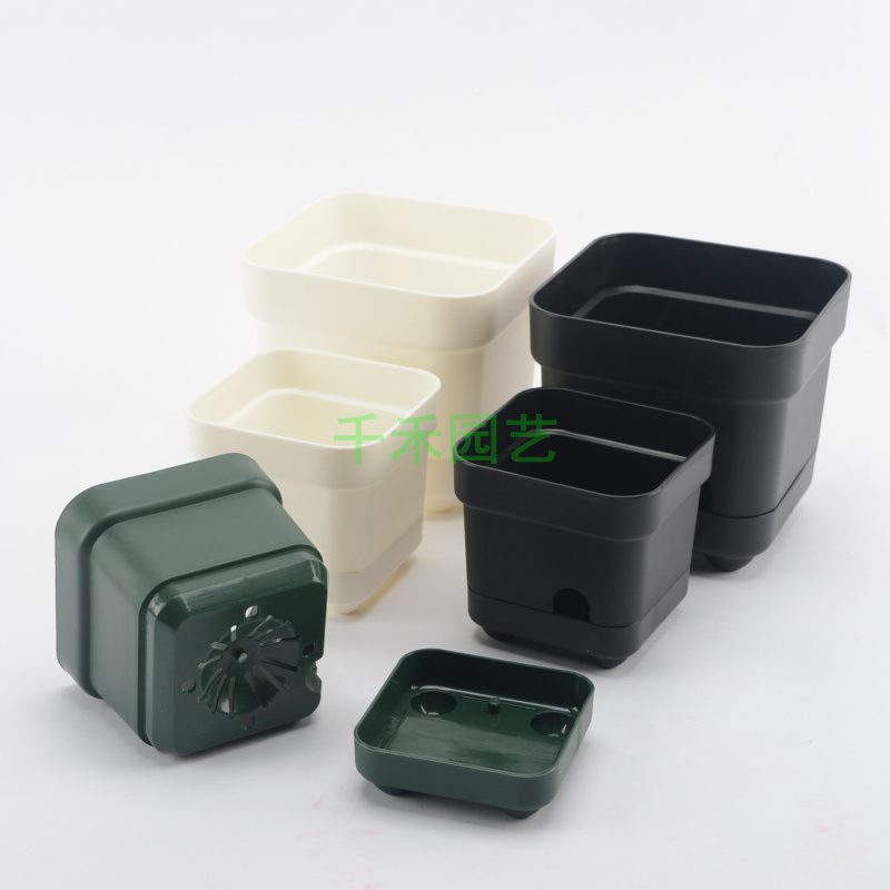 Water-Retaining Four-Legged Flower Pot, Lazy Flower Pot, Square Pot for Succulent Plants, Thickened Green Plant Flower Bonsai Pot with Tray Water-Retaining Four-Legged Flower Pot, Lazy Flower Pot, Square Pot for Succulent Plants, Thickened Green Plant Flower Bonsai Pot with Tray
