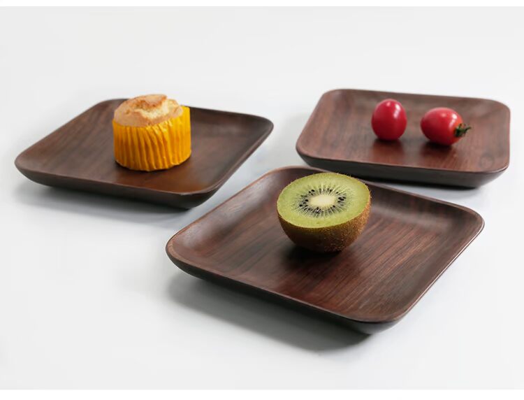 Đĩa gỗ Nhật Bản khay nhỏ bằng gỗ sushi món ăn bánh trái cây tấm gỗ óc chó đen món tráng miệng bằng gỗ đũa gỗ trắc