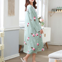 Autumn Winter Loose Fat MM Enlarge Cute Cartoon Long Style Sleeping Dress Double Face Coral Suede Lady 200 Catty Pyjamas Sleeping Robe