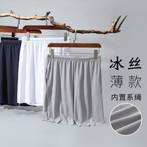  Summer mens thin sports ice silk shorts mens loose casual air conditioning pants five-point stretch quick-drying large pants