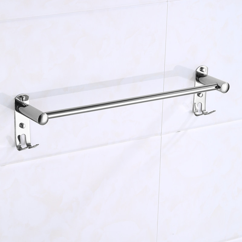 TOWEL ROD FREE OF PUNCH THICKENED STAINLESS STEEL DOUBLE ROD SINGLE POLE TOWEL ROD TOILET SINGLE POLE BATHROOM MAKEUP ROOM BATH TOWEL ROD