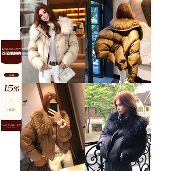 Li Wanjun Korean-Style Warm Winter Thickened Cotton Coat for Women, Autumn and Winter New National Standard 90% White Goose Down, 100% White Raccoon Fur Collar down Jacket