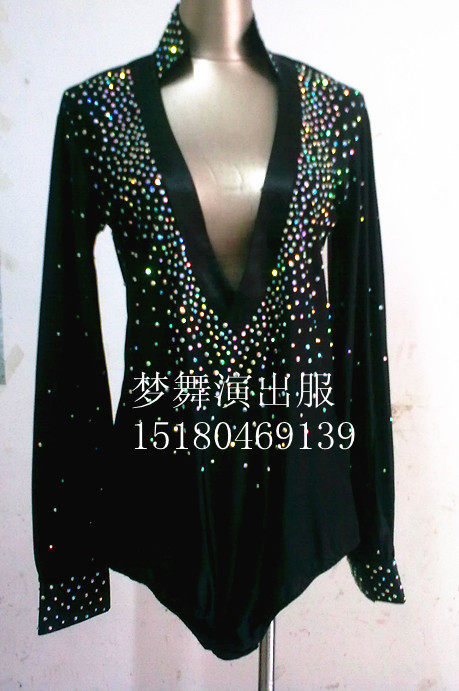 Men's Latin clothes Men's Latin practice clothes Men's Latin competition clothes Men's Latin performance clothes Full drill top 02