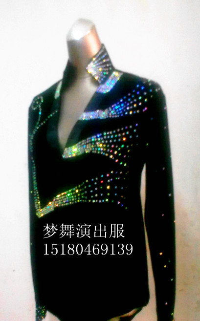 Adult Latin dance competition performance three-step jitba square dance male children's practice clothes tops 11