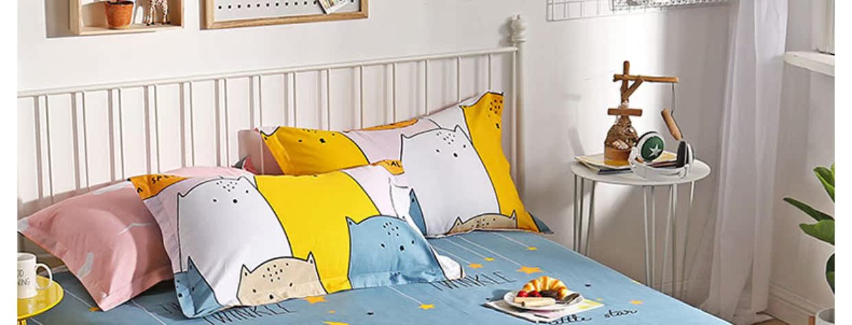 Ký túc xá sinh viên Gudie giường đơn bông cotton đôi tờ 1.8m2.0m ​​giường hoạt hình dải mẫu ga giường đẹp