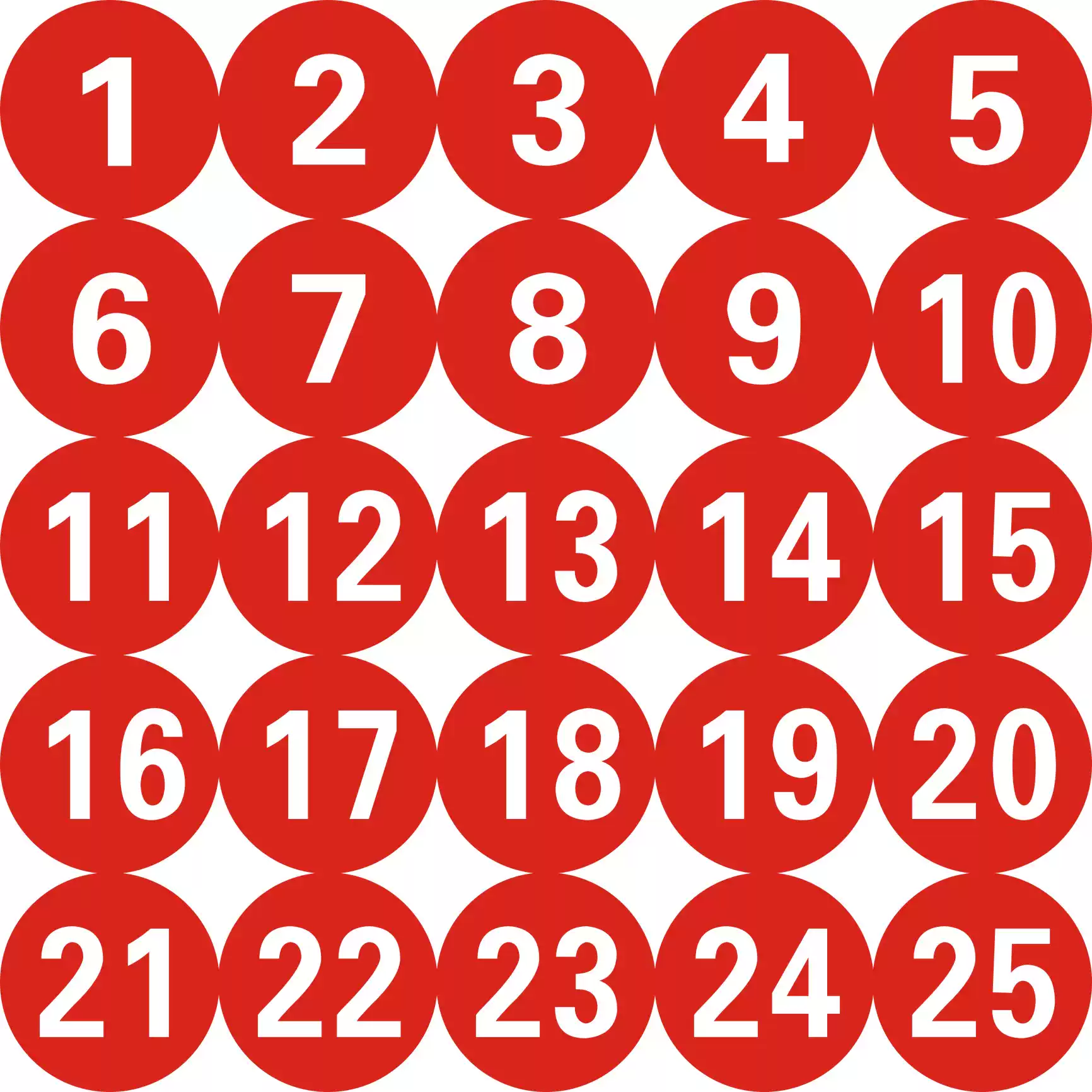 可客制化编号贴纸2.5CM数字防水贴纸圆形不干胶标签