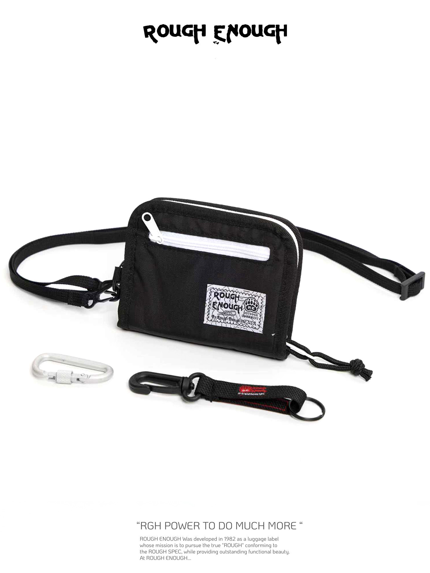Rgh Trendy Canvas Zipper Card Holder with Lanyard, Portable Small Waterproof Men's Coin Purse Wallet with Multiple Card Slots