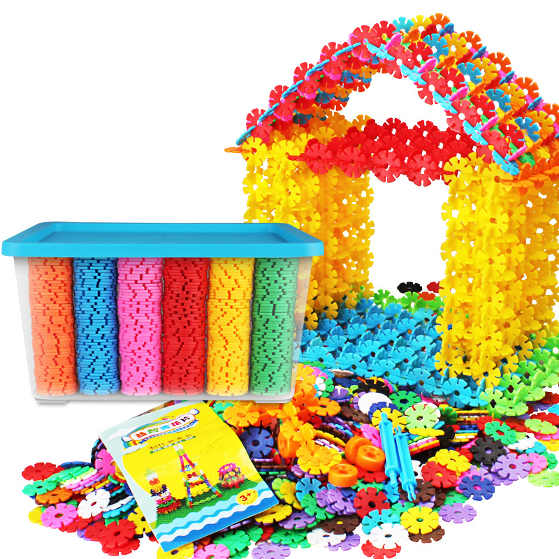 Snowflake Blocks Children's Nursery Large Boys Girls Plastic 3-6 Puzzle Plug-in Assembled Toys