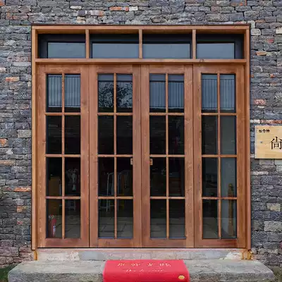 Custom shop Wooden door Cafe bar Dining room Clothing store Solid wood folding door Camphor pine raw wood townhouse door