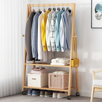 Simple coat rack floor bedroom household multifunctional hanger solid wood living room door hanging bag clothes rack