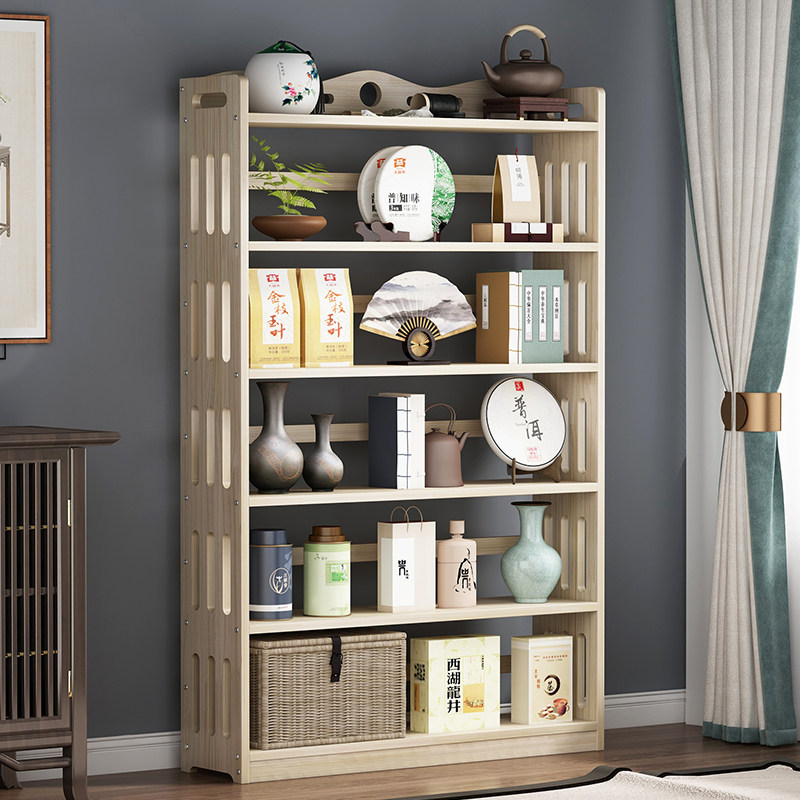 Tea Room Tea Water Cabinet Shelve Solid Wood Bou Ancient Shelf Living-room Adornment Pendulum of Tea House Tea Display Cabinet