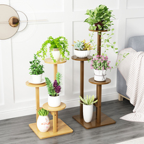 Living room flower shelf indoor shelf multi-layer floor green Diallel hanging orchid flower pot stand solid wood balcony meaty climbing platform