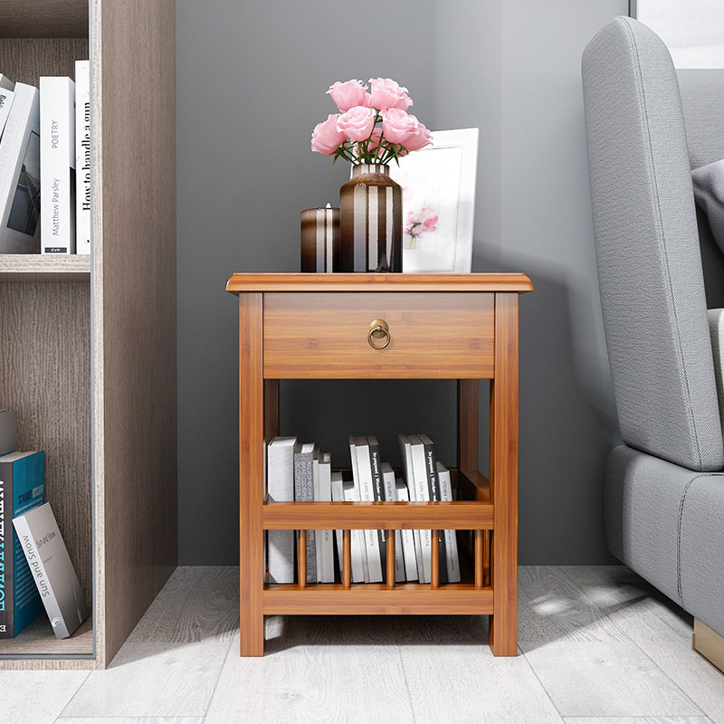 Simple Bed Head Cabinet Subminima Modern Bedroom Bedside Cabinet Small Multifunction Storage Cabinet Solid Wood Shelve