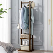 Simple coat rack floor bedroom household hanger solid wood entrance door hanging clothes shelf multifunctional shelf