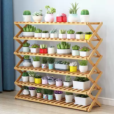 Balcony flower shelf shelf multi-layer solid wood flowerpot simple living room interior decoration multi-meat Gold Ge flower shelf special offer