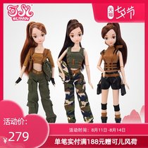(1 set of 3 dolls)Kerr doll military style Li film fan color style 70th anniversary edition military uniform modeling girl toy