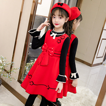  Girls  dresses Winter Western style childrens woolen winter skirt Princess skirt Korean childrens clothing skirt Baby autumn and winter suit