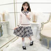 Girls dress spring dress 2022 new foreign style jk uniform college style childrens spring and autumn suit dress skirt