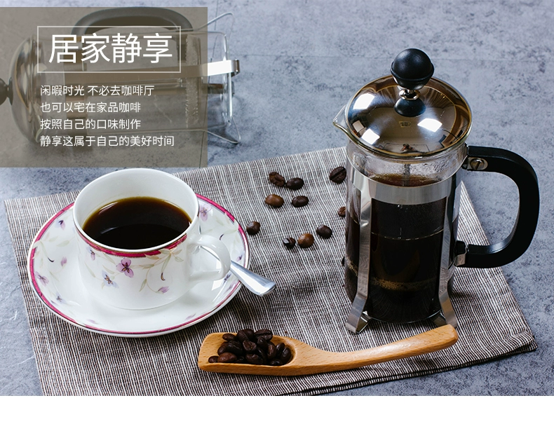 Memories Glass Press Pots Home Coffee Pot Đặt Bộ lọc trà thủy tinh chịu nhiệt Cup Filteres - Cà phê