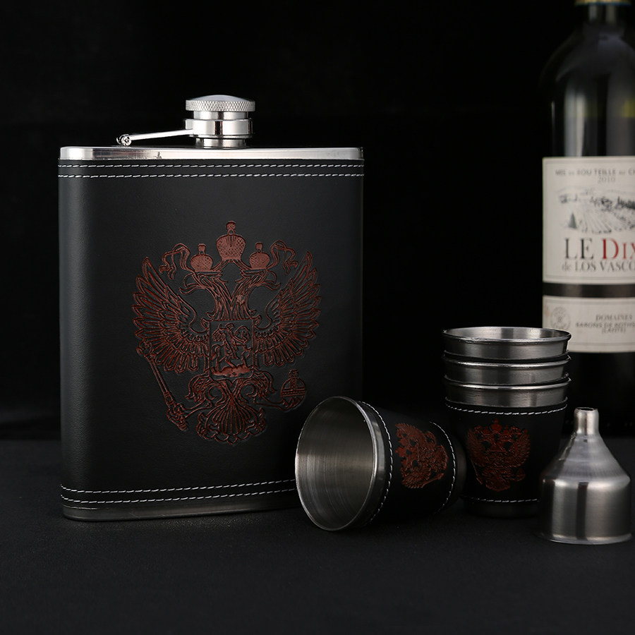 High-grade imported food grade 304 stainless steel thickened wine jug 1 kg gift box wine jug outdoor carry-on metal wine jug