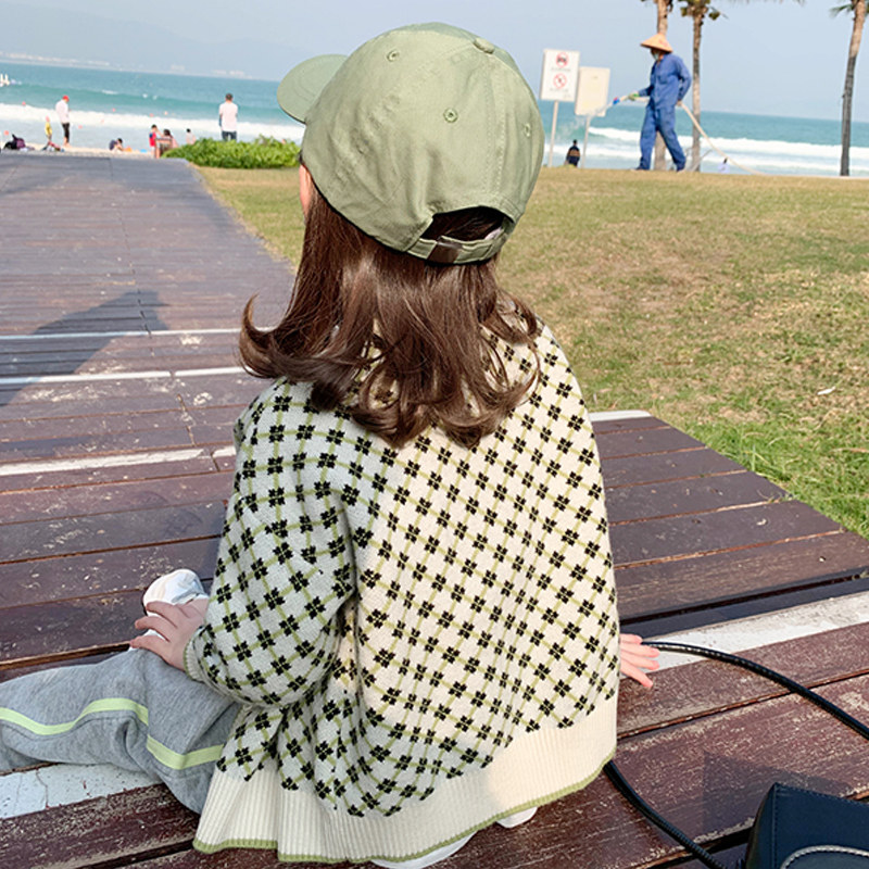 Girls cardigan 2021 children's spring wear new style foreign air knit long sleeves baby casual small coat thin top tide