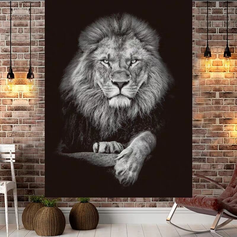 Animal lion net red hanging cloth in wind dormitory decoration cloth bedroom tapestry bed live photo background cloth