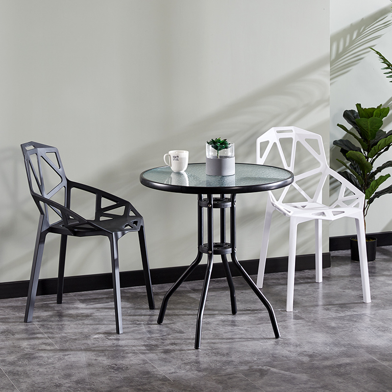 Outdoor round table negotiation table and chair combination balcony small table modern minimalist wrought iron dining table open-air leisure coffee table