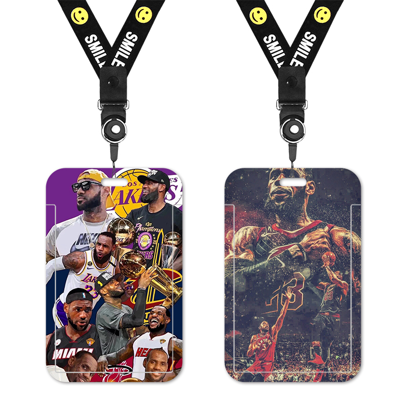 Nba Star Lebron James Student Meal Card Holder Campus Id Card Holder Bus Card Holder with Lanyard Neck Strap