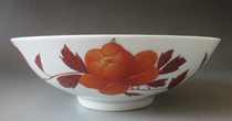Cultural Revolution porcelain red flower leaf large bowl