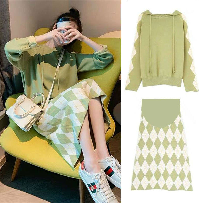 Pregnant women spring suit fashion style 2020 new sweater net red style autumn style pregnant mother trendy sweater two-piece set