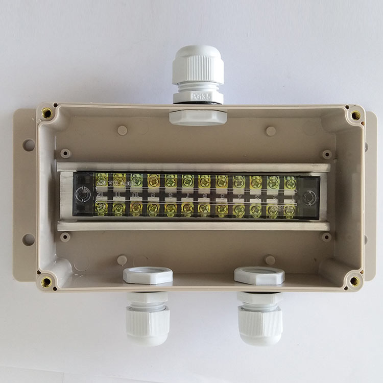 One-in-two-out waterproof junction box outdoor with terminal cable sealing case 1 in 2 out with ear wire junction terminal box