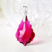 925 sterling silver necklace Austrian crystal pendant female shiny rose color gold net red single pendant without chain