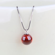 925 sterling silver necklace red garnet crystal choker female pendant Korean silver jewelry Joker hypoallergenic