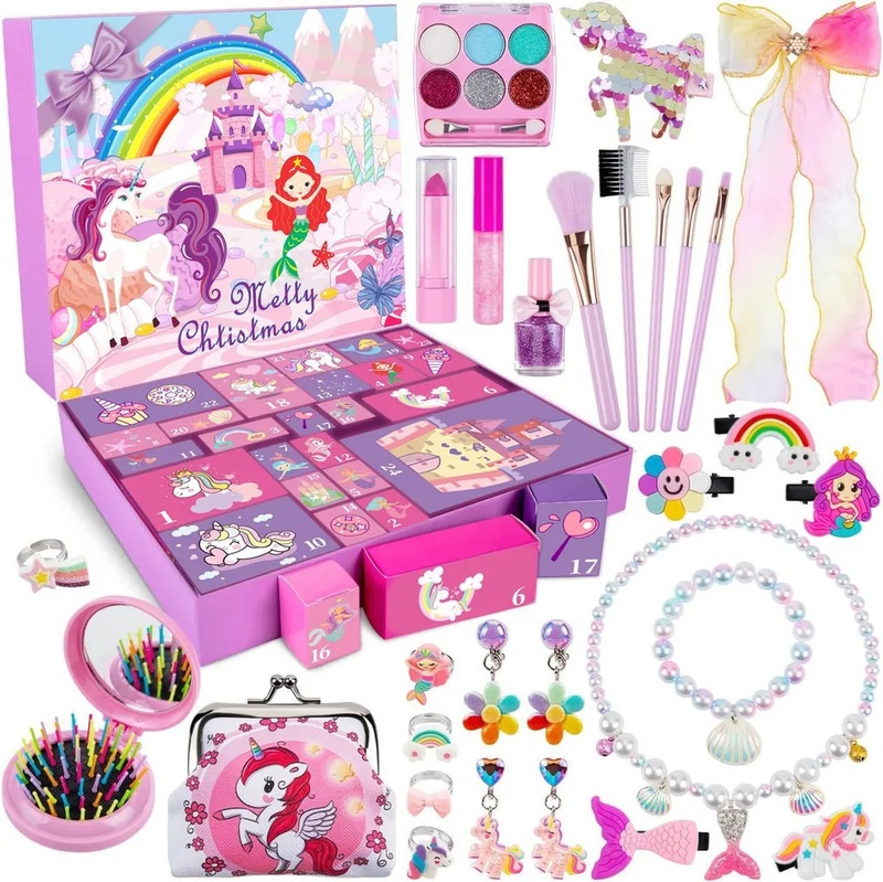 24 Boxes of Mermaid Cave Fun Blind Boxes, Girl Gift Box with Unicorn Headband Hairpin, Children's Birthday Gift Lottery