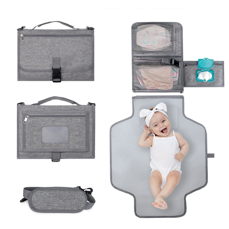 Baby Diaper Bag with Changing Pad, Portable Diaper Bag with Shoulder Strap, Waterproof and Foldable for Newborns Baby Diaper Bag with Changing Pad, Portable Diaper Bag with Shoulder Strap, Waterproof and Foldable for Newborns