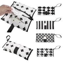 Cross Border New Pint Baby Changing Diaper Containing Bag Wet Tissue Handy Hand Urine Sheet Bag Black & White Matching Cotton Can Machine Wash