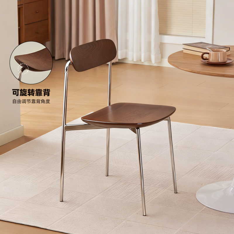 Creative Dining Chair for Home Use, Suitable for Small Apartments, Light Luxury, Vintage Internet-Famous Style, Retro Café Commercial Milk Tea Shop Chair, Solid Wood Stool