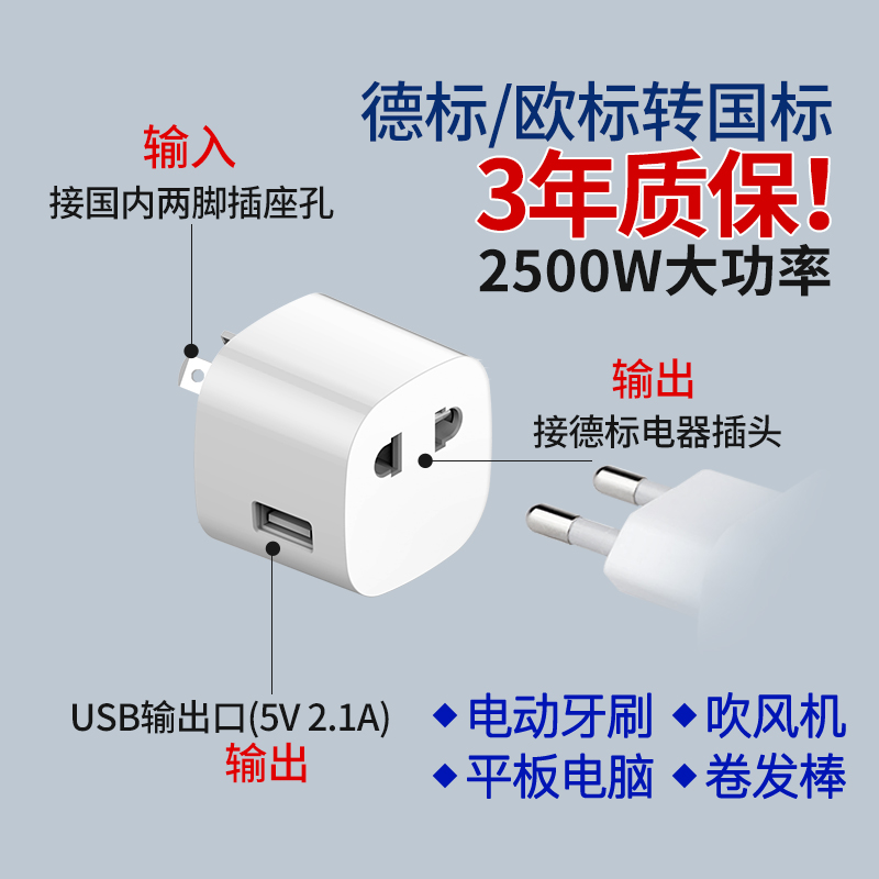 Round plug converter Deplacard Transnational Label Korea Germany Europe Russian Foreign jack for domestic use