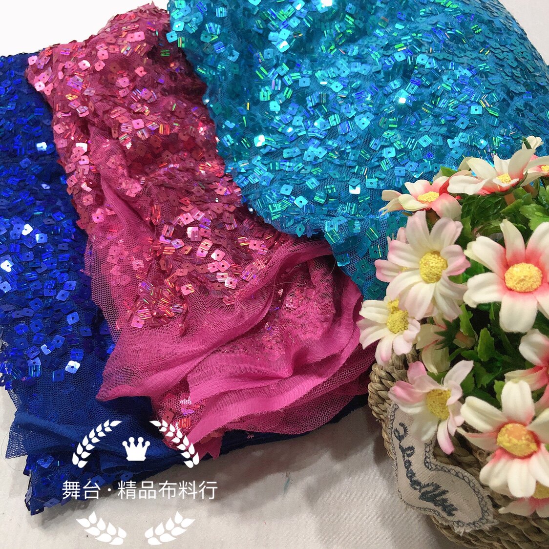 Hanging piece fabric, sequined fabric, square laser embroidered piece fabric, wedding background fabric, stage costume decorative fabric pic 2
