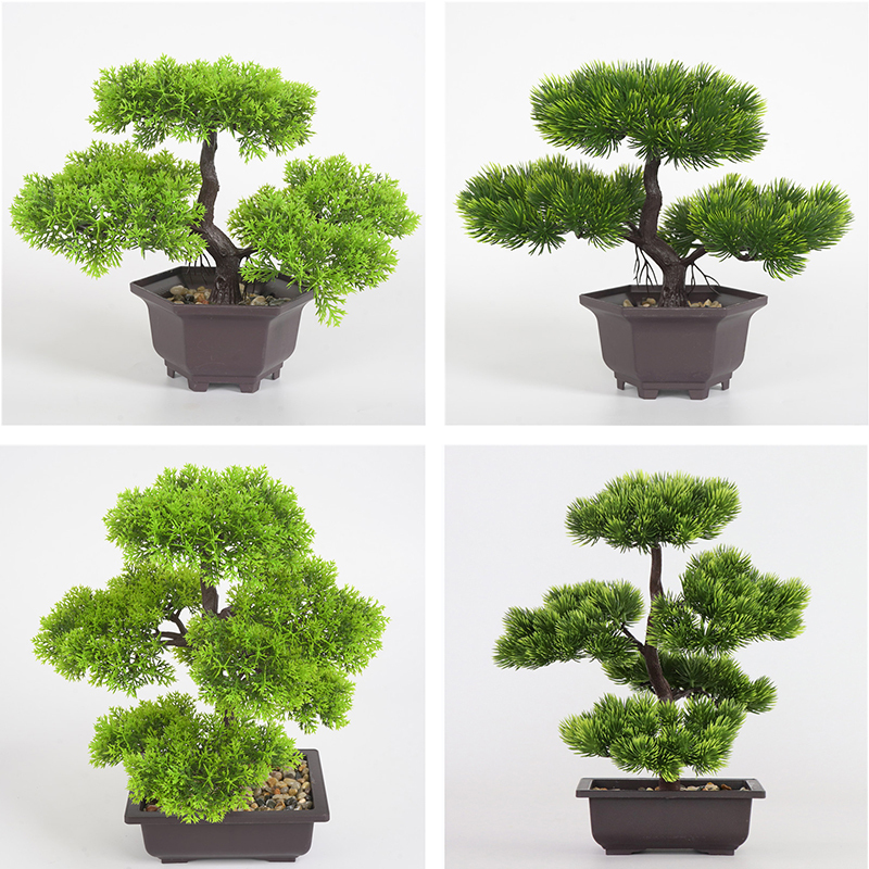 [with Pot] Artificial Plants Pine Needle Thuja Plant Bonsai Green Plant Potted Plant Indoor Decorative Green Plant Ornament