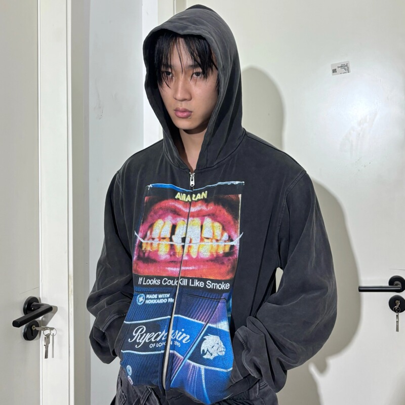 *Rye Chasin if the Design Can Kill* Cigarette Box Washed and Distressed Short Slim-Fit Hooded Sweatshirt Hoodie *Rye Chasin if the Design Can Kill* Cigarette Box Washed and Distressed Short Slim-Fit Hooded Sweatshirt Hoodie