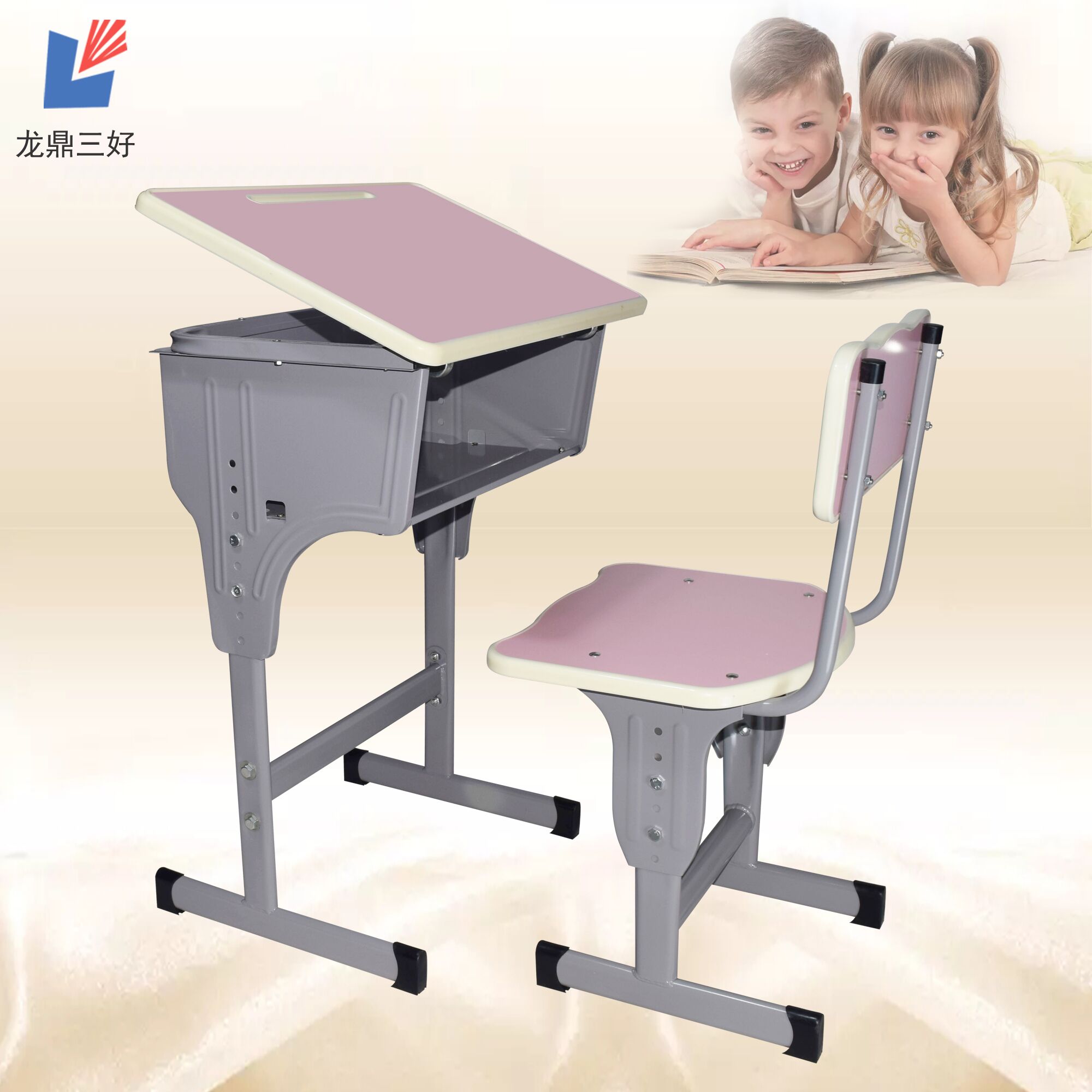 Factory direct sales single student learning and training art art desktop adjustable lift multi-functional desk and chair