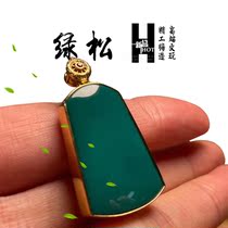 Raw Mineralized Blue Green Pine Stone Bayama High Porcelain With No Sign 18k Inlay 108 Candida Pendant Necklace Pendant