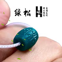 Original mine jade blue turquoise straight cut hell back pattern string 108 rosary hand holding top old bucket top beads