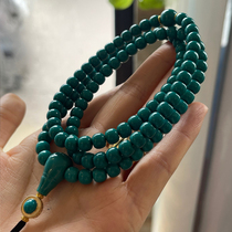 Original mine jade-based blue-green pine stone old type 108 Buddha strings Candida beads No-phase round hand string cohorts men and women wear accessories