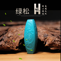 Natural raw mineral jade Jade Sculpture sculptures Craftsman Imitation Ancient Lezi Blue Green Barrel Lock Bone Chain Beads Necklace Accessories Beads