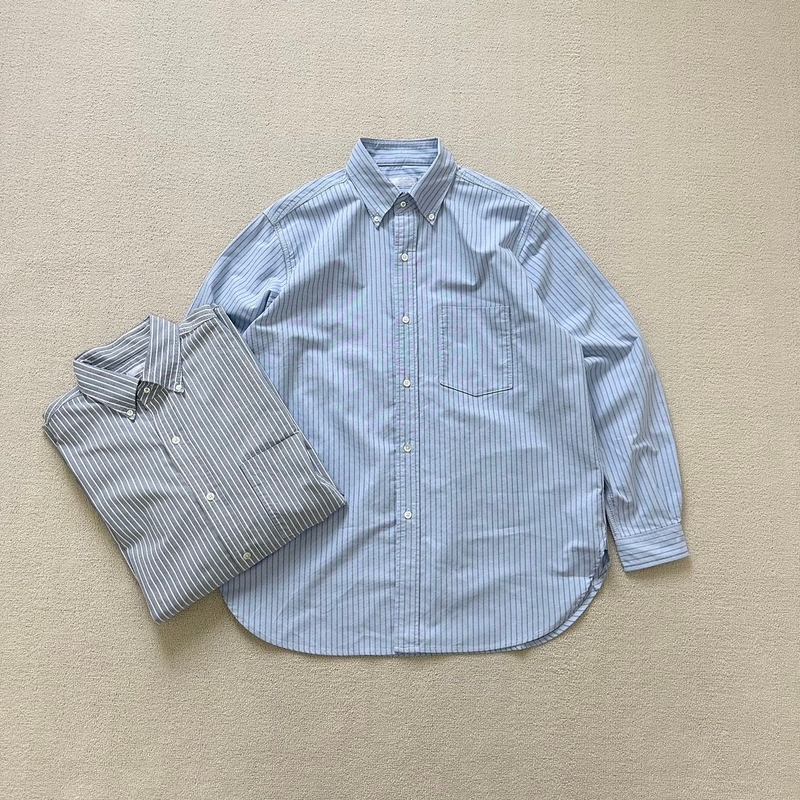 Japanese Single Nana Mika Button down Wind Ale's Same Casual Stripesd Long-Sleeved Shirt 24Ss