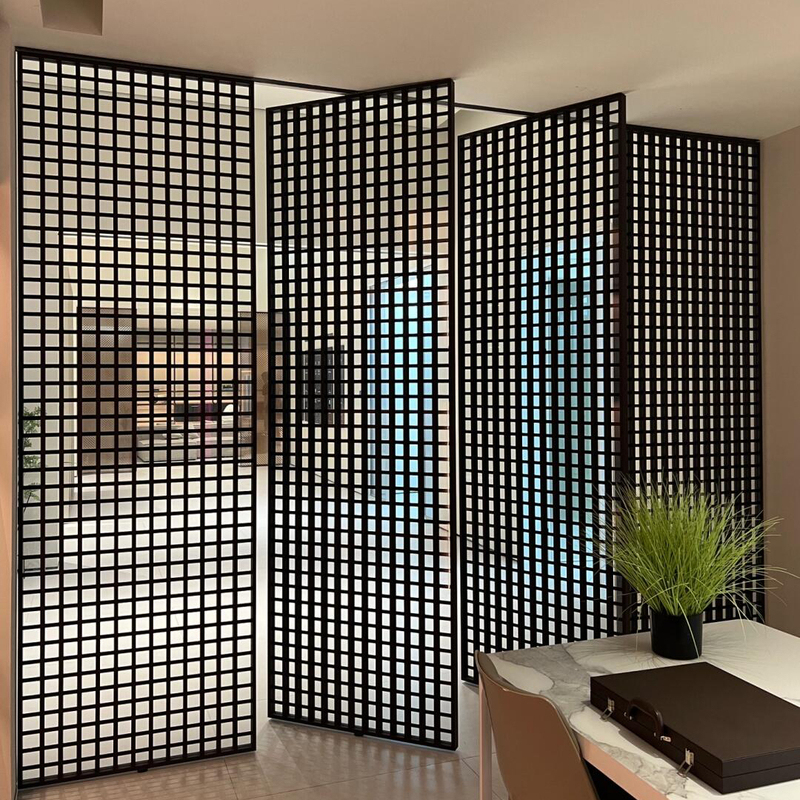 Grille Revolving Door Central Axis Glass Sliding Door Shop Door Trendy Door Horizontal Strip Ultra-Narrow Edge Partition Electric Eccentric Door