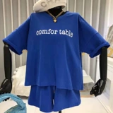Летний спортивный костюм, модная футболка с коротким рукавом для отдыха, шорты, комплект, в корейском стиле, свободный крой